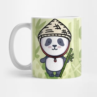 funny panda with bamboo in green panda bear Mug